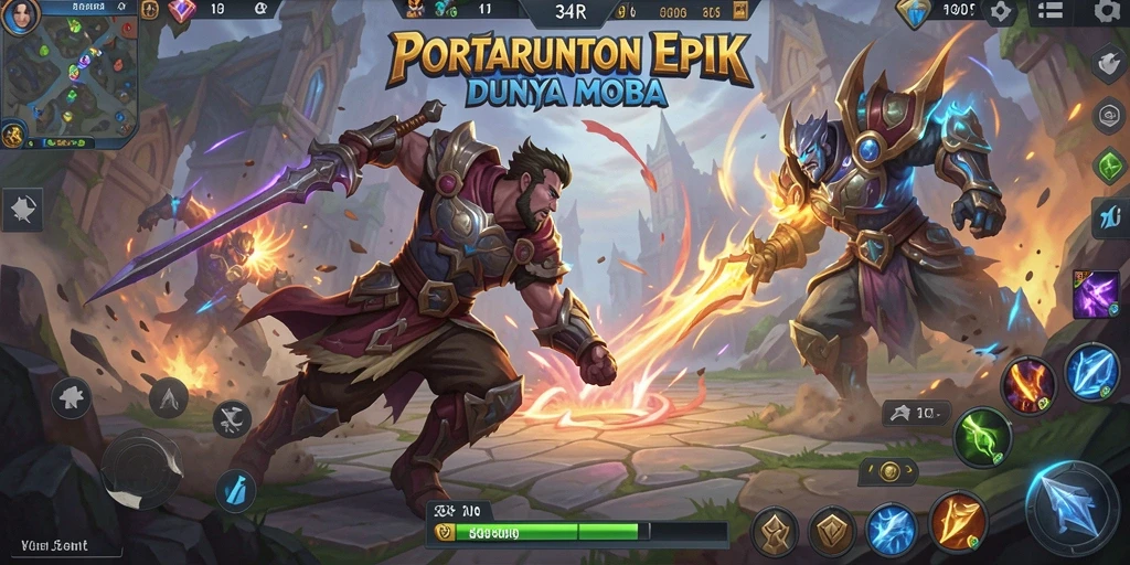 Tampilan gameplay seru di dalam arena pertarungan MOBA.