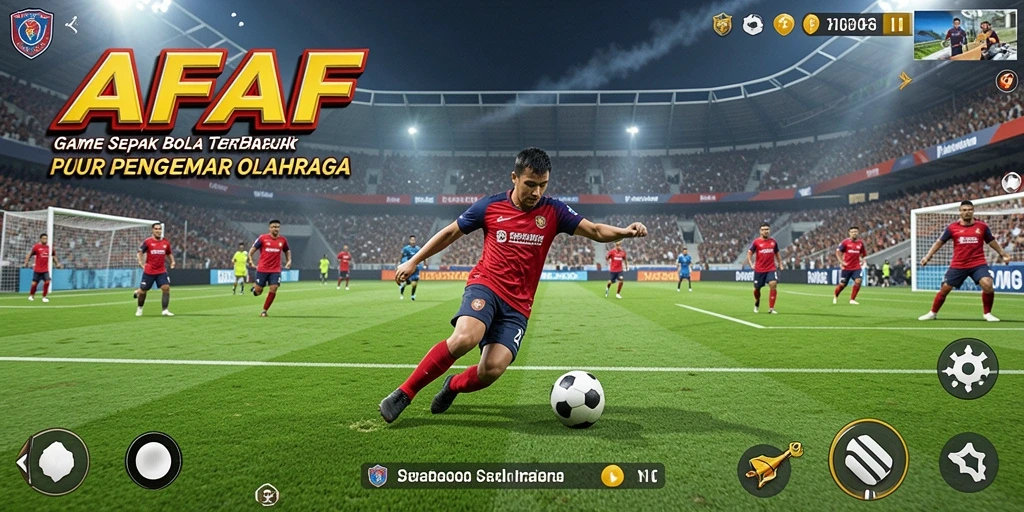 Screenshot utama AFAF menampilkan aksi permainan sepak bola yang mendebarkan.