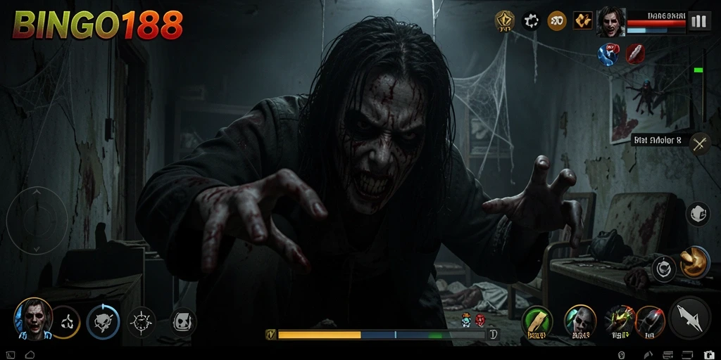Tampilan gameplay yang menakutkan dan mendebarkan di BINGO188.