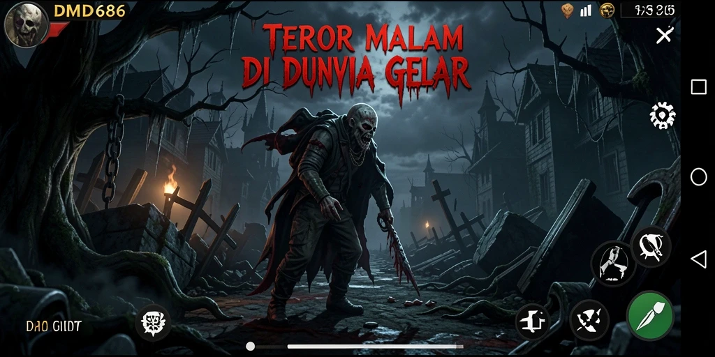 Gameplay menegangkan DMD686 dalam suasana gelap dan mencekam.