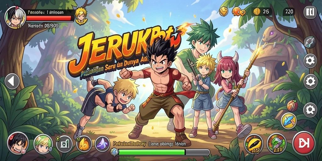 Screenshot JERUKBET menampilkan karakter-karakter anime dalam aksi.
