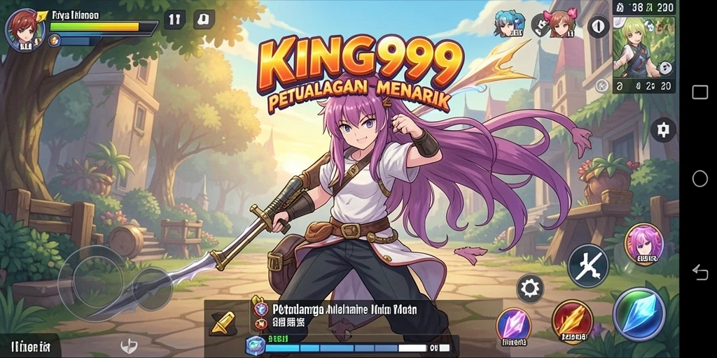 Screenshot gameplay KING999 dengan karakter anime yang menarik.