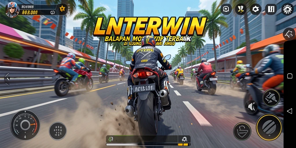 Gameplay menarik LNTERWIN dengan balapan motor yang penuh aksi.