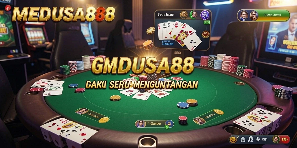 Tampilan utama gameplay Poker yang mendebarkan di MEDUSA88.
