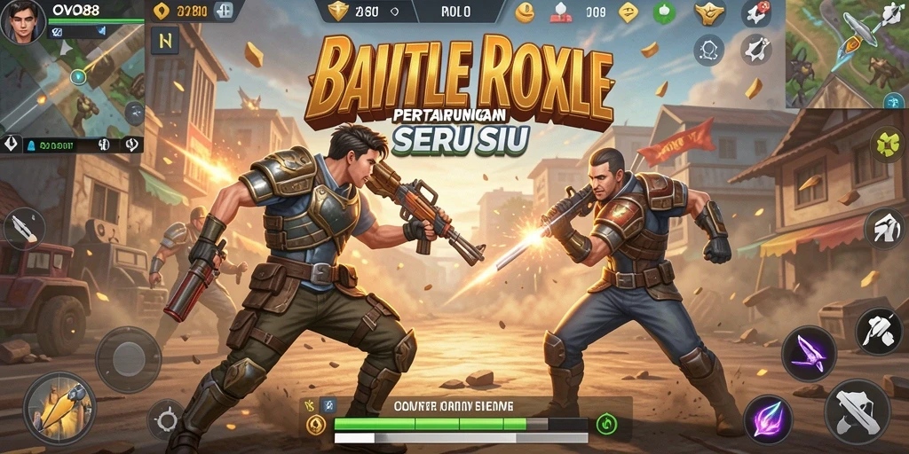 Screenshot OVO88 menunjukkan pertarungan intens dalam gameplay Battle Royale.