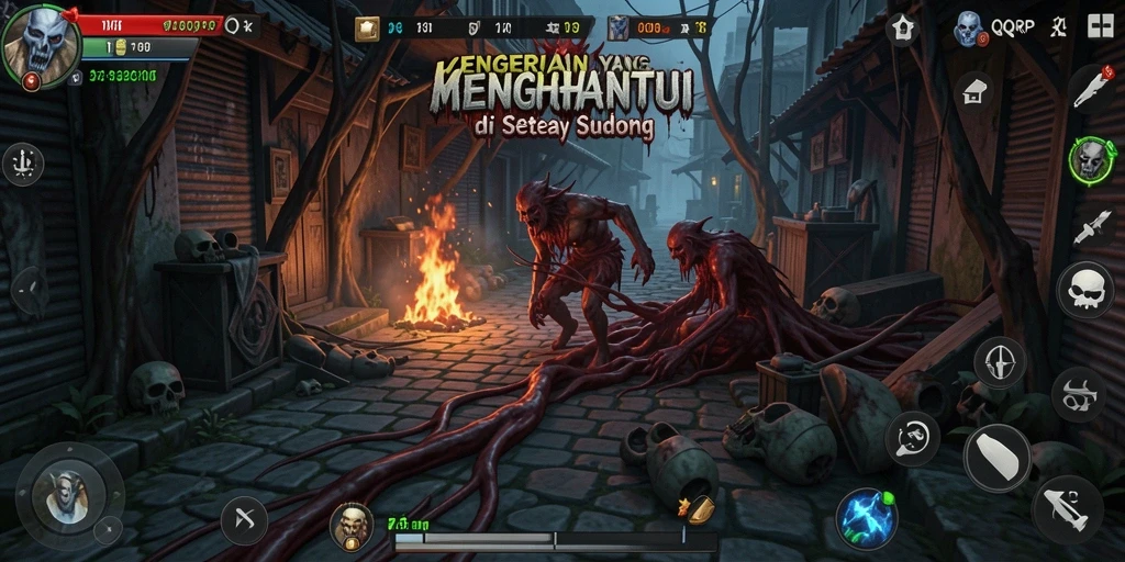 Tampilan gameplay QQRP yang menyeramkan dan menegangkan.