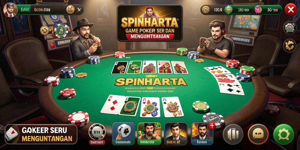 Tampilan menarik dari gameplay Poker di SPINHARTA.