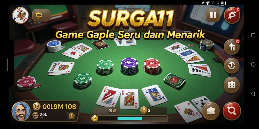 Gameplay seru Gaple di SURGA11 dengan pemain lainnya.